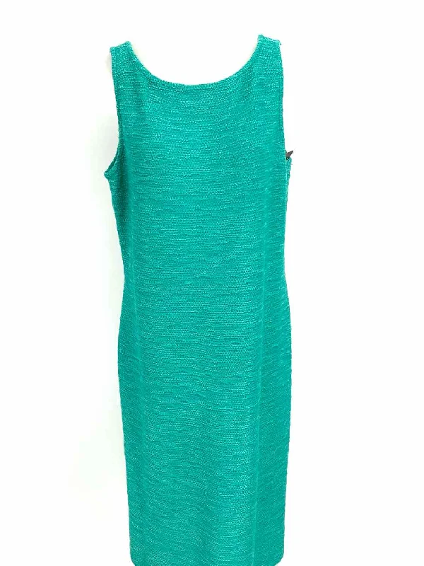 ST. JOHN Women's Turquoise sheath Santana Knit Size 16 Dress Smocked unclassified dresses