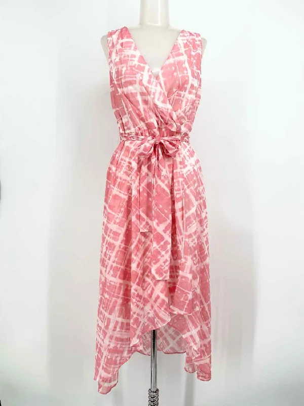 Tommy Hilfiger Women's Pink/White V-Neck Abstract Resort Size 2 Dress Petite unclassified dresses