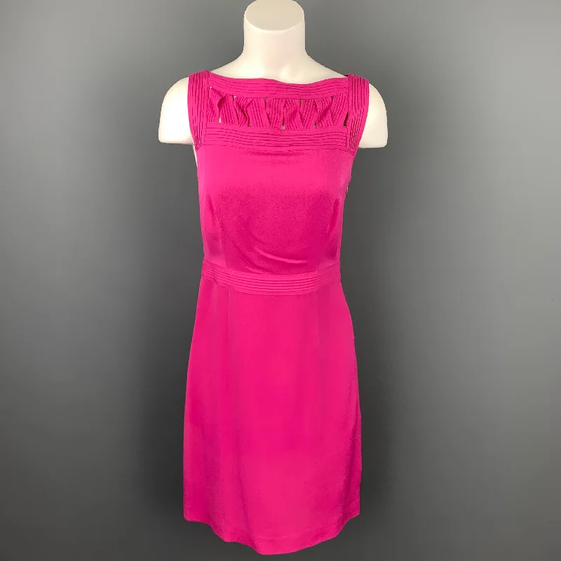 TORY BURCH Size 4 Pink Silk Boat Neck Sheath Dress Comfortable unclassified dresses