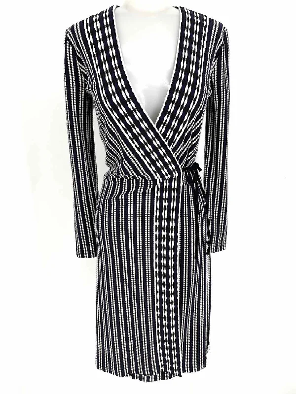 Tory Burch Women's Navy/White Wrap Viscose Blend Size XS Dress High-end unclassified dresses