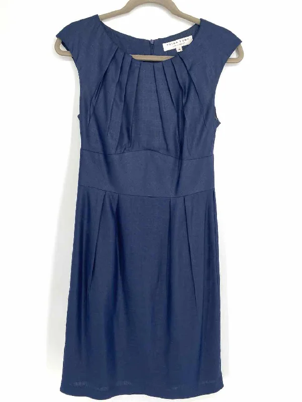 Trina Turk Women's Navy Sleeveless Pleated Size 4 Dress Halter unclassified dresses