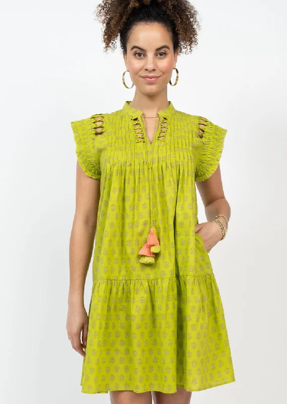 Lattice Trim Dress (Lime) Club unclassified dresses