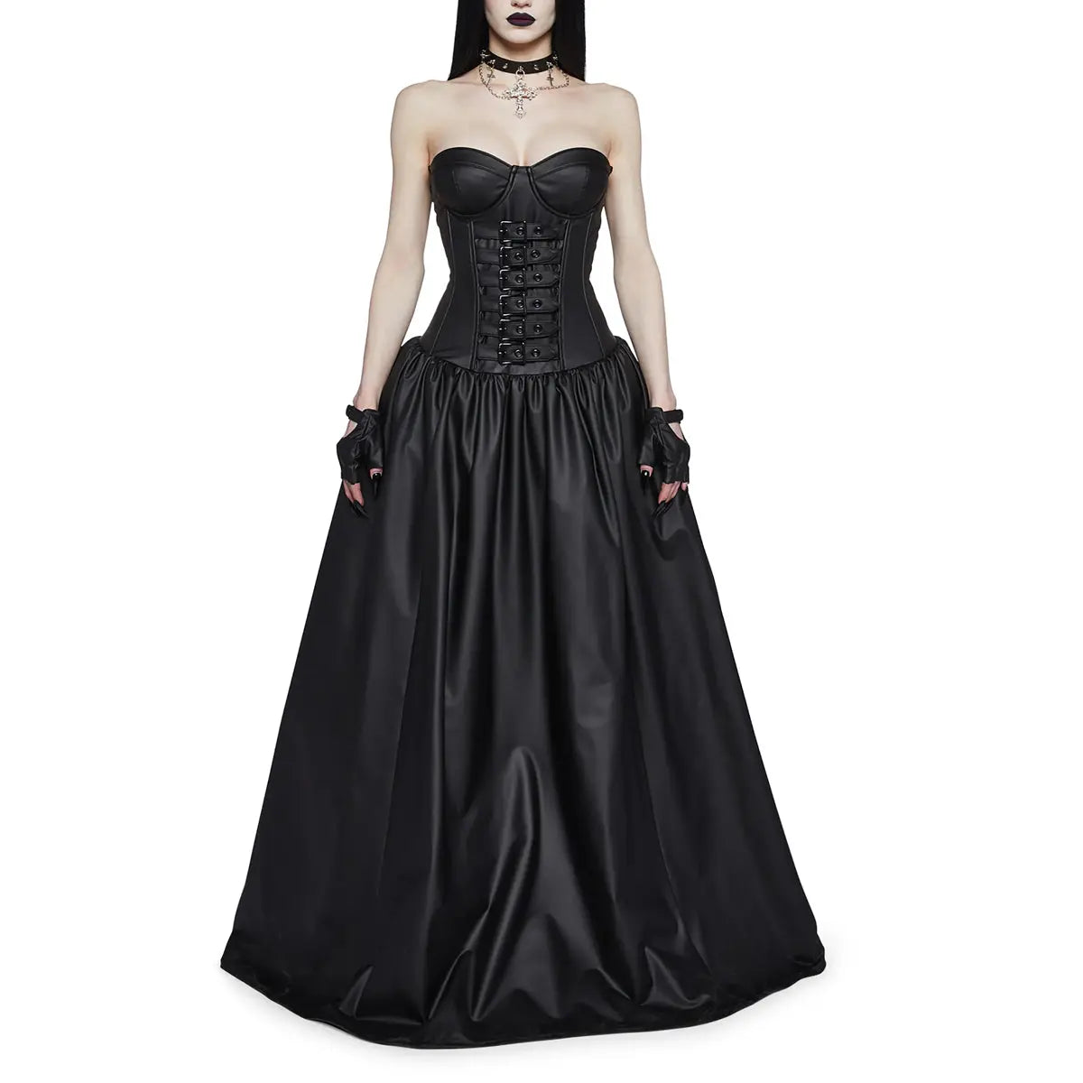 Vegan Leather Gothic Sleeveless Ball Gown For  Halloween Bodycon unclassified dresses