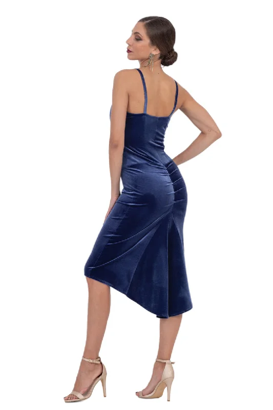 Velvet Fishtail Tango Dress With Thin Straps Neutral tone unclassified dresses