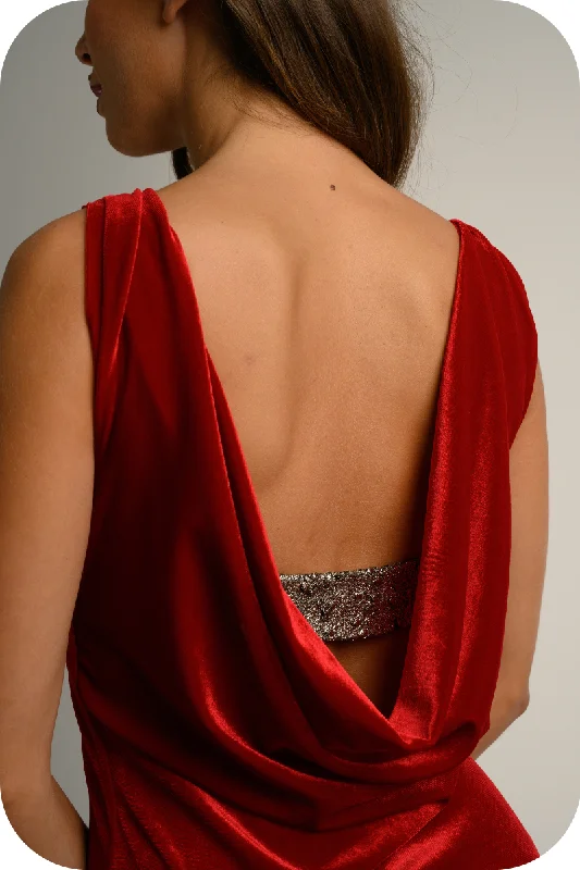 Velvet Tango Dress with Draped Back & Sparkling Strap Formal unclassified dresses