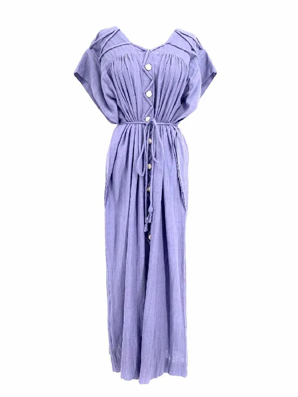 Mirth Women's Blue Button Down Cotton Size M Dress Mesh unclassified dresses