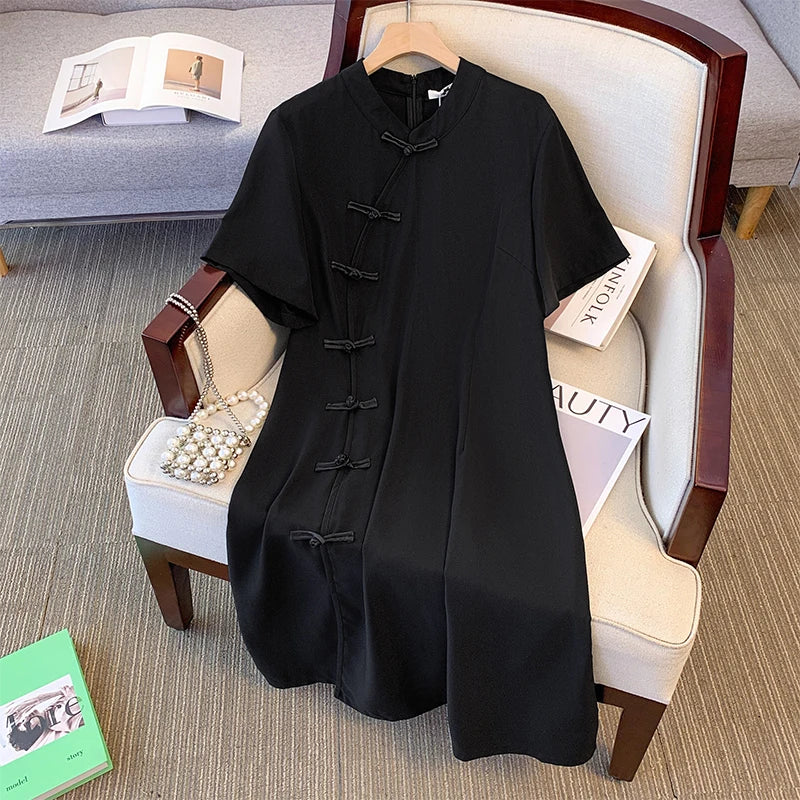 Women's Summer Black Dress with Slit Breathable unclassified dresses