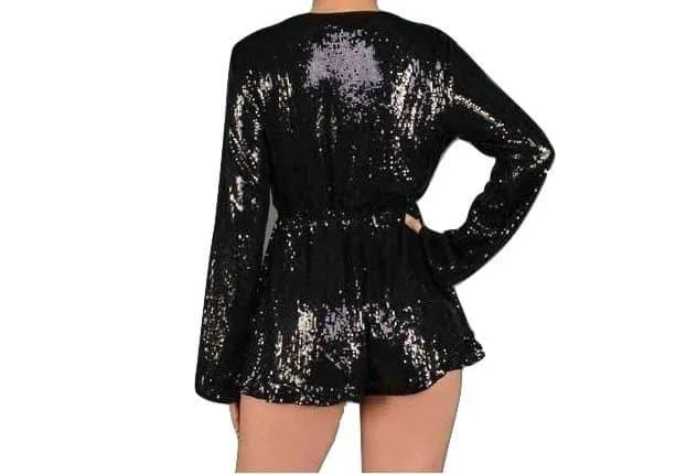 Kezh Sequin Shorts Romper Floral A-line Skirt