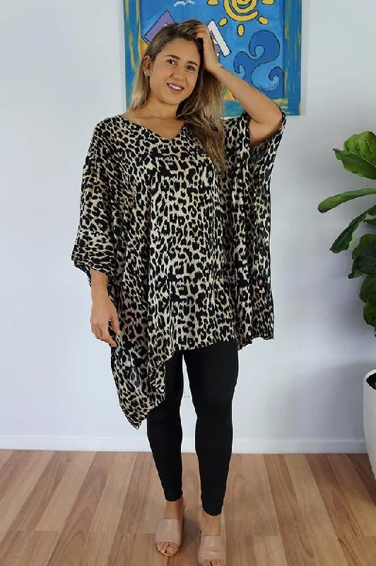 Short Tunic Leopard Ripped Mini Denim Skirt