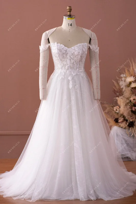 Light Ivory Illusion Bodice Lace A-line Wedding Dress Sexy Lace Dress