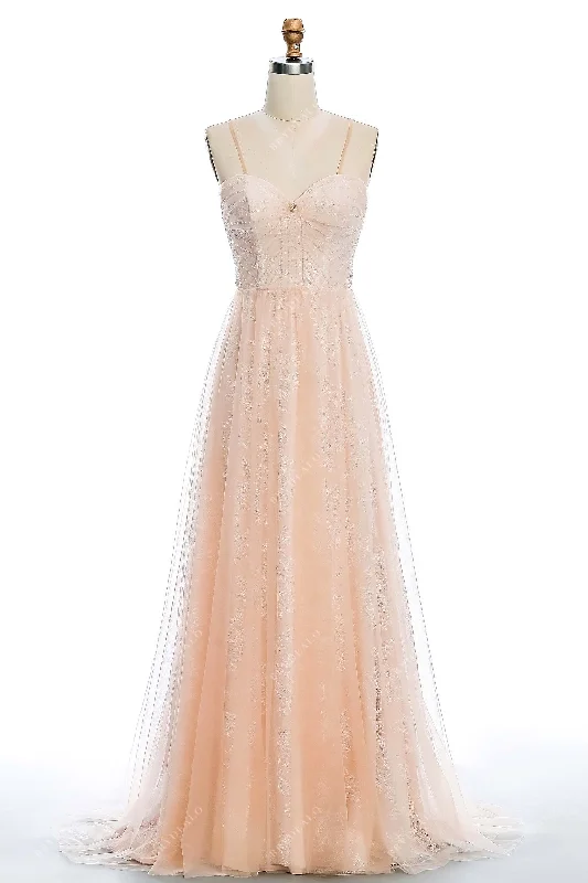 Peach Pink Beaded Lace Destination Wedding Dress Lace Dress Classic