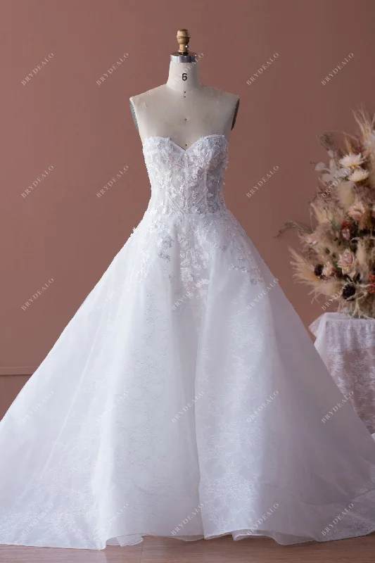 Strapless Sweetheart Corset Lace Long Ballgown Wedding Dress Off-the-shoulder Lace