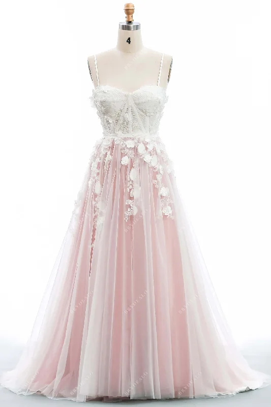 Two-tone Lace Sweetheart A-line Wedding Dress Lace Dress Glamour