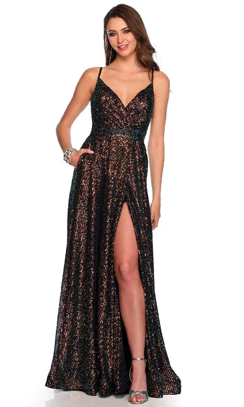 Dave & Johnny 11278 - Sequined A-Line Prom Gown All-Over Sequin Dress