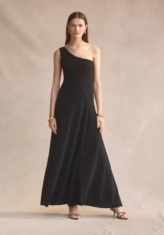 ONE SHOULDER COMO MAXI BLACK A-line Maxi Skirt