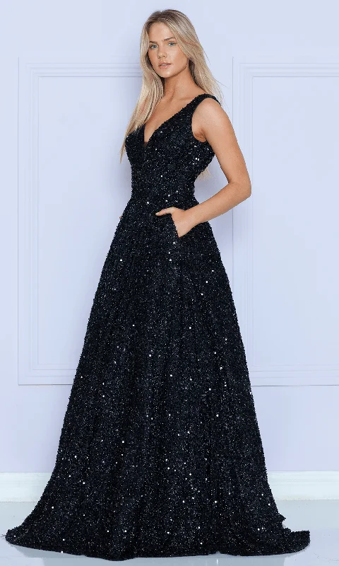 Poly USA 9168 - Full Sequin Sweep Train Dress Sequin Dress Night