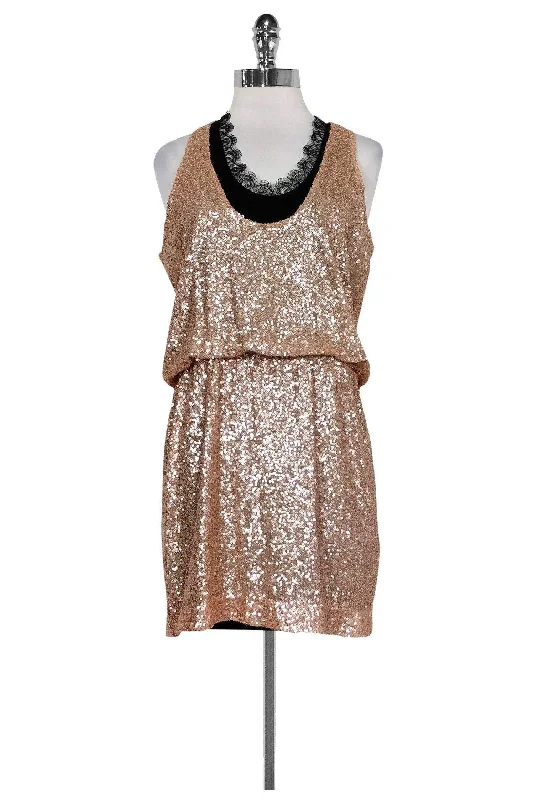 Robert Rodriguez - Blush Pink Sequin Dress Sz 2 Sequin Dress Shine