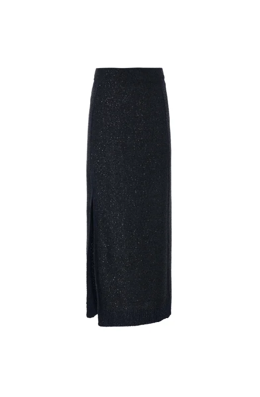 Sequins Slit Knit Maxi Skirt Chic Maxi Skirt