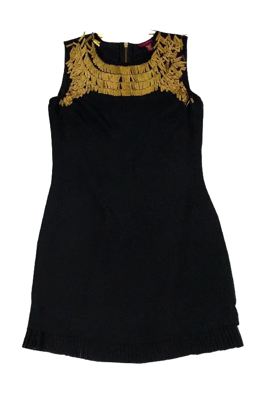 Ted Baker - Black Dress w/ Sequin Collar Sz 4 Party Sequin Dress