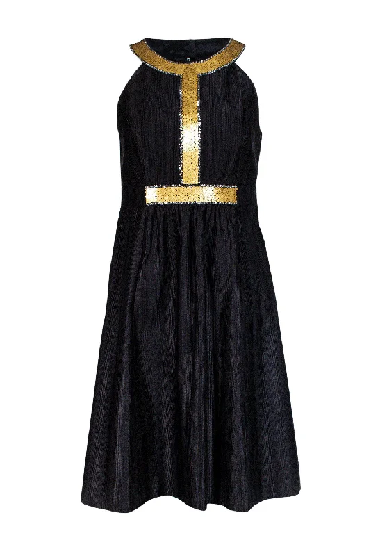 Tibi - Little Black Dress w/ Gold-Toned Sequins Sz 4 Strapless Sequin Dress