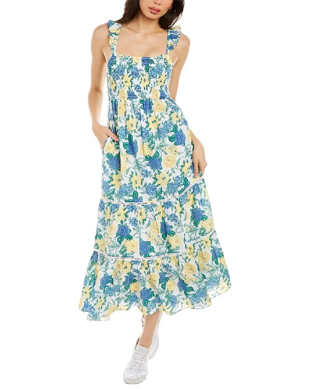 Celina Moon Smocked Midi Dress Boho Chic Midi