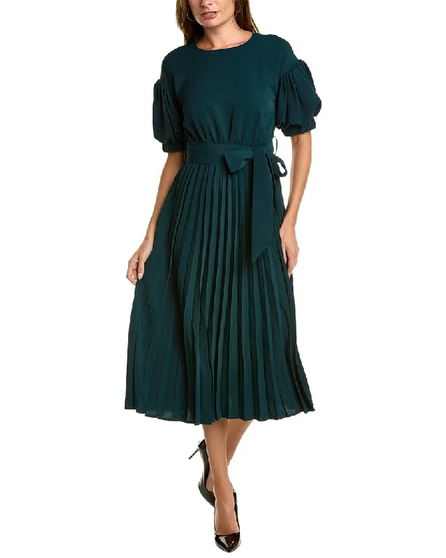 Gracia Puff Sleeve Midi Dress Ribbed Midi Skirt