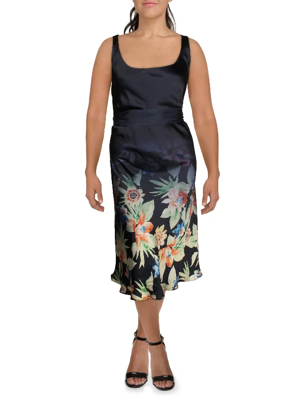 Womens Floral Long Midi Dress Elegant Midi Skirt