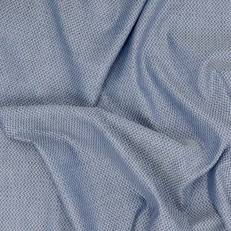 Blue and White Waves 100% Fine Shirting Cotton Fabric Tied Shirt Dress