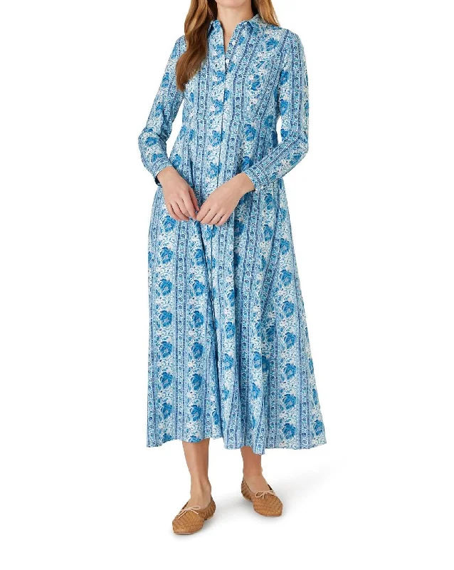 Classic Shirt Dress In Mumbai Stripe Blue Elegant Shirt Gown