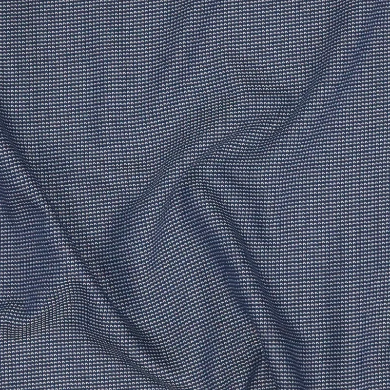 Navy and White Nailshead 100% Fine Shirting Cotton Fabric White Linen Shirt