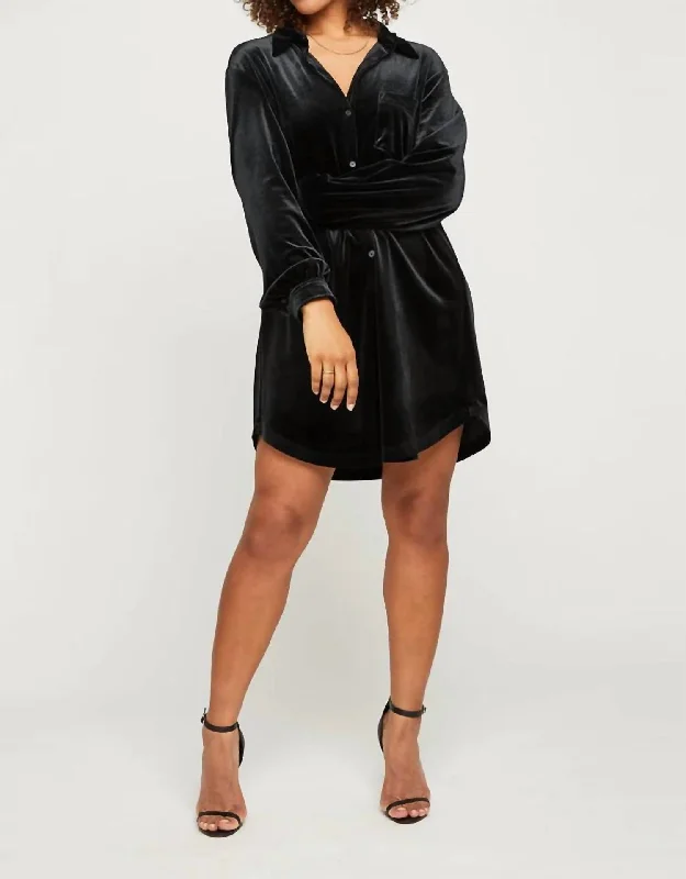 Shaina Shirt Dress In Black Sleeveless Shirt Dress