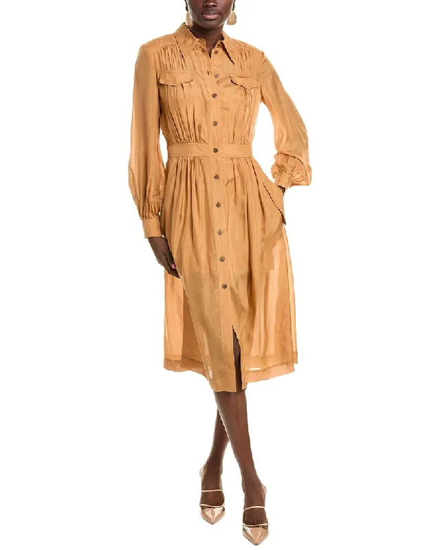 Alberta Ferretti Silk Shirtdress Classic Button Shirt