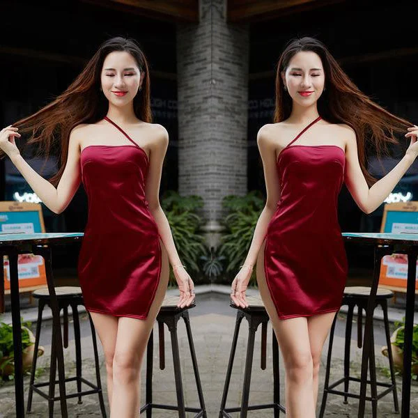 High elastic force Sleeveless halter Bodycon Straps Blackless Sexy Dress Bodycon Dress Fashion