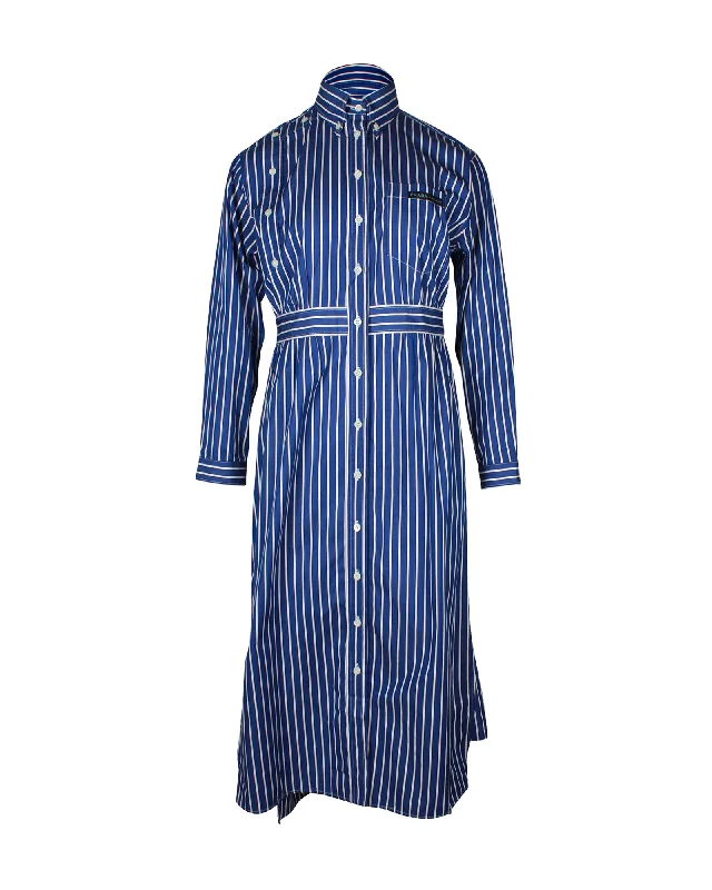 Prada Striped Shirt Dress in Blue Cotton Shirt Dress Style